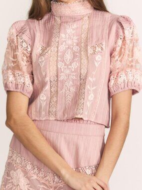 LoveShackFancy Indira Crop Top Dusty Mauve NWT